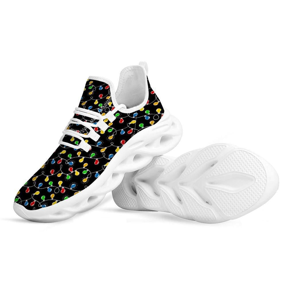 String Lights Colorful Christmas Print White Max Soul Shoes, Christmas Sneakers, Christmas Shoes, Christmas Clunky Sneaker