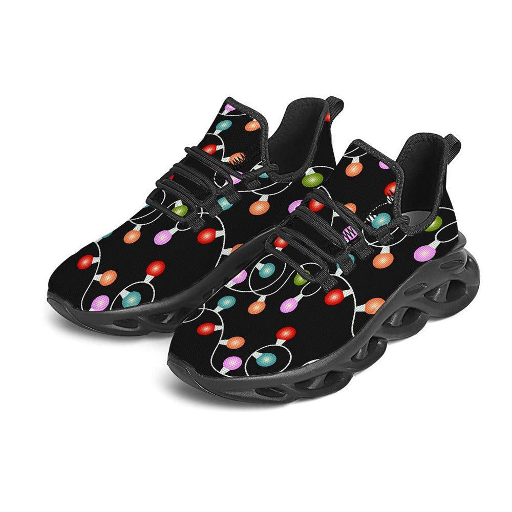 String Lights LED Christmas Print Black Max Soul Shoes, Christmas Sneakers, Christmas Shoes, Christmas Clunky Sneaker