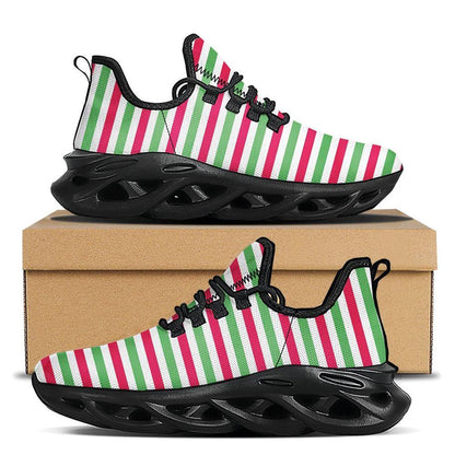 Striped Merry Christmas Print Pattern Black Max Soul Shoes, Christmas Sneakers, Christmas Shoes, Christmas Clunky Sneaker