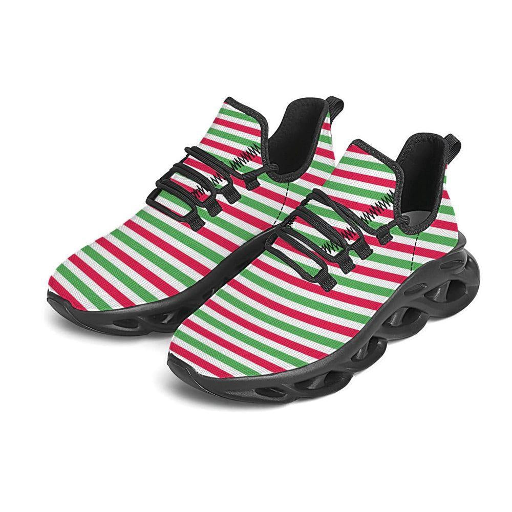 Striped Merry Christmas Print Pattern Black Max Soul Shoes, Christmas Sneakers, Christmas Shoes, Christmas Clunky Sneaker