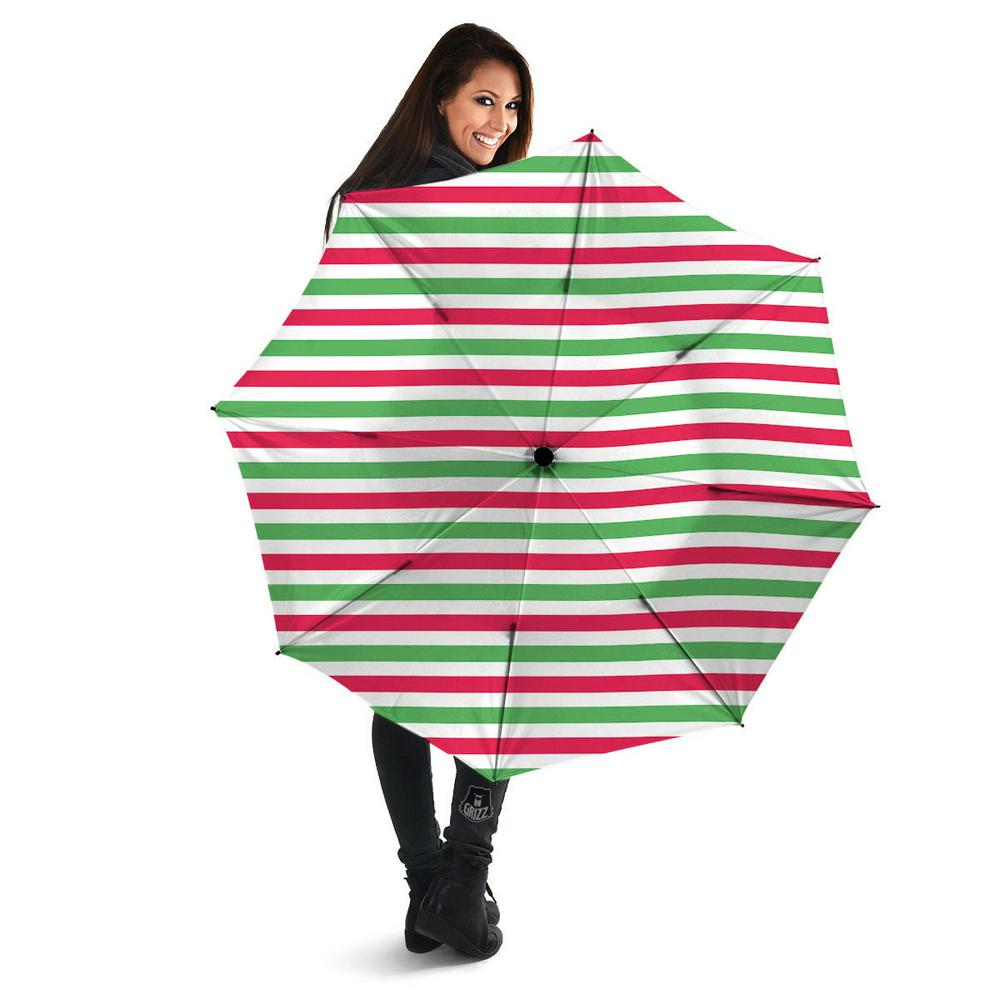 Striped Merry Christmas Print Pattern Umbrella, Christmas Umbrella, Xmas Umbrella