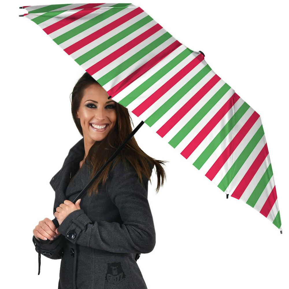 Striped Merry Christmas Print Pattern Umbrella, Christmas Umbrella, Xmas Umbrella