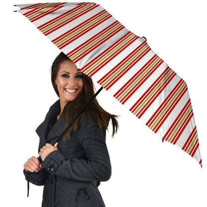 Stripes Merry Christmas Print Pattern Umbrella, Christmas Umbrella, Xmas Umbrella