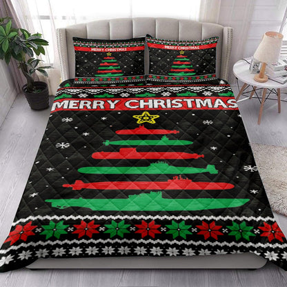Submarine Military Tree Funnymas Tree Bedding Set, Christmas Beddings, Xmas Bedding Sets