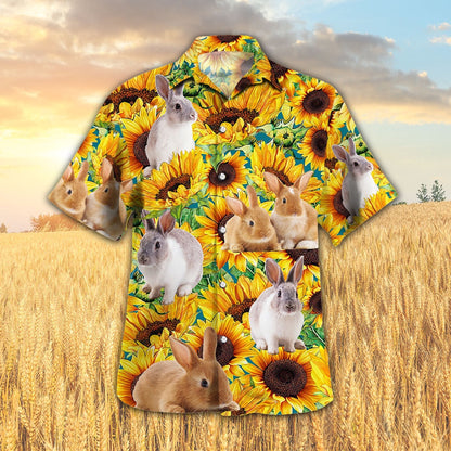 Sunflower Rabbit Hawaiian Shirt, Farm Hawaiian Shirt, Farmer Hawaii