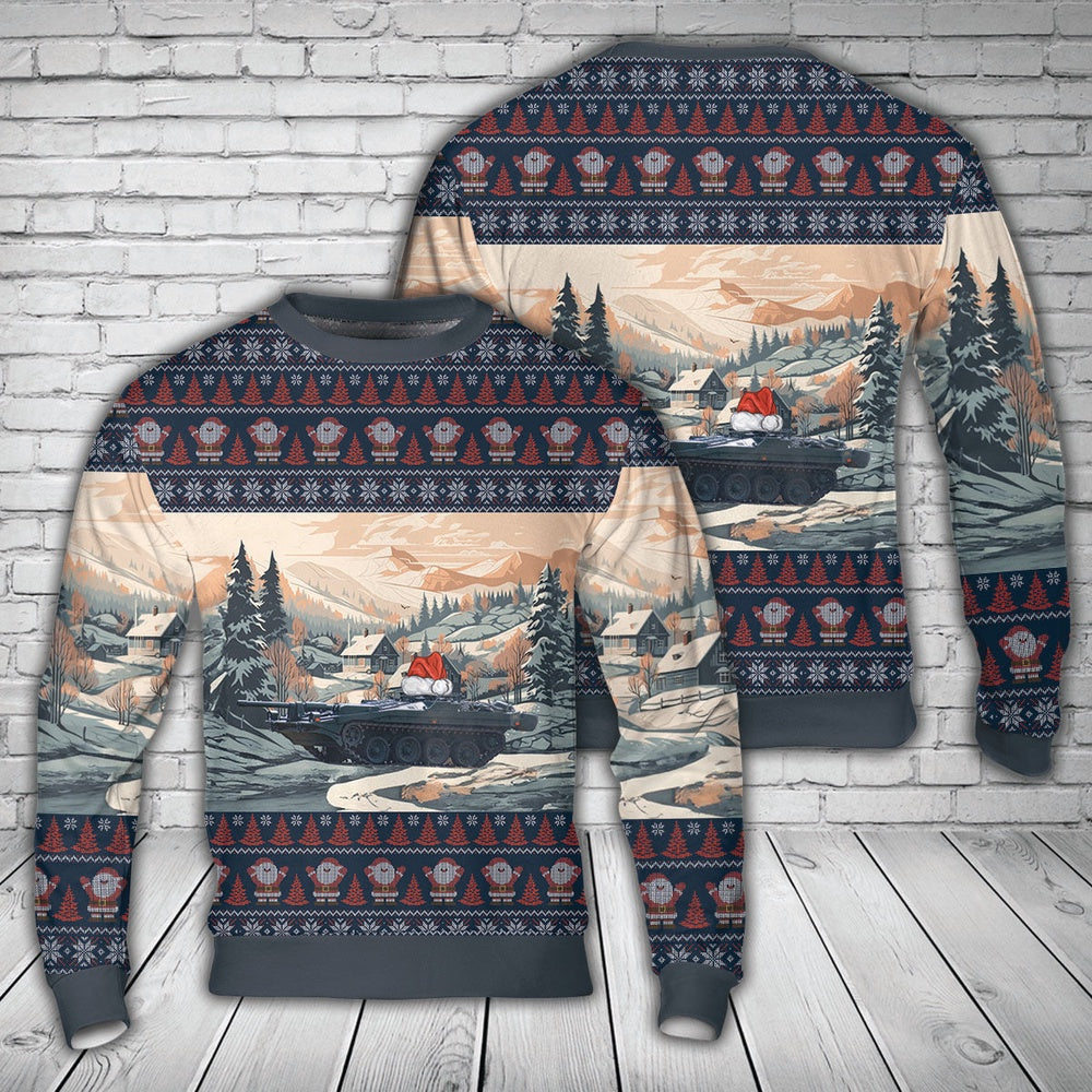 Swedish Army Stridsvagn 103 Christmas AOP Sweater, Christmas Ugly Sweater, Sweater Xmas, Ugly Sweater