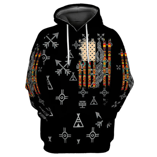 Symbolic Patterns Native American All Over Printed Hoodie, Native American Hoodie, 3D Native American Hoodie