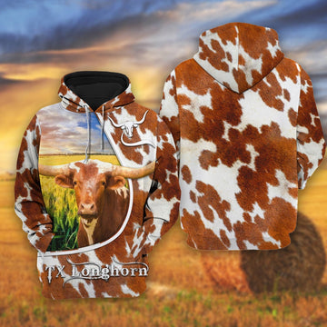 TX Longhorn On The Wheat Field All Over Printed Shirts, Farmer Hoodie, Farm Themed Shirts, Farm Tee Shirts