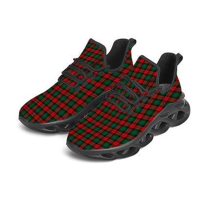 Tartan Christmas Print Pattern Black Max Soul Shoes, Christmas Sneakers, Christmas Shoes, Christmas Clunky Sneaker