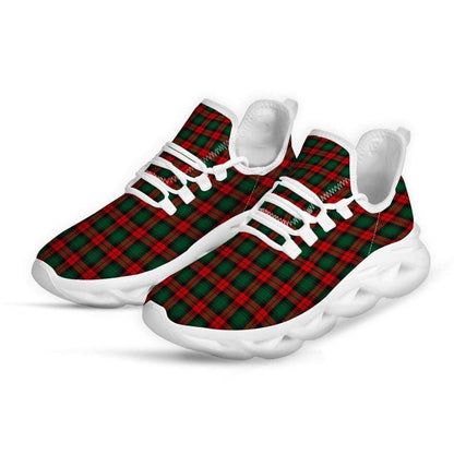 Tartan Christmas Print Pattern White Max Soul Shoes, Christmas Sneakers, Christmas Shoes, Christmas Clunky Sneaker