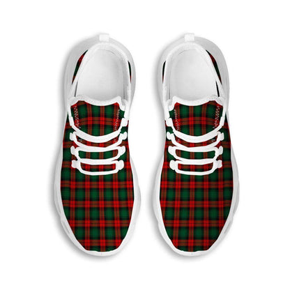 Tartan Christmas Print Pattern White Max Soul Shoes, Christmas Sneakers, Christmas Shoes, Christmas Clunky Sneaker