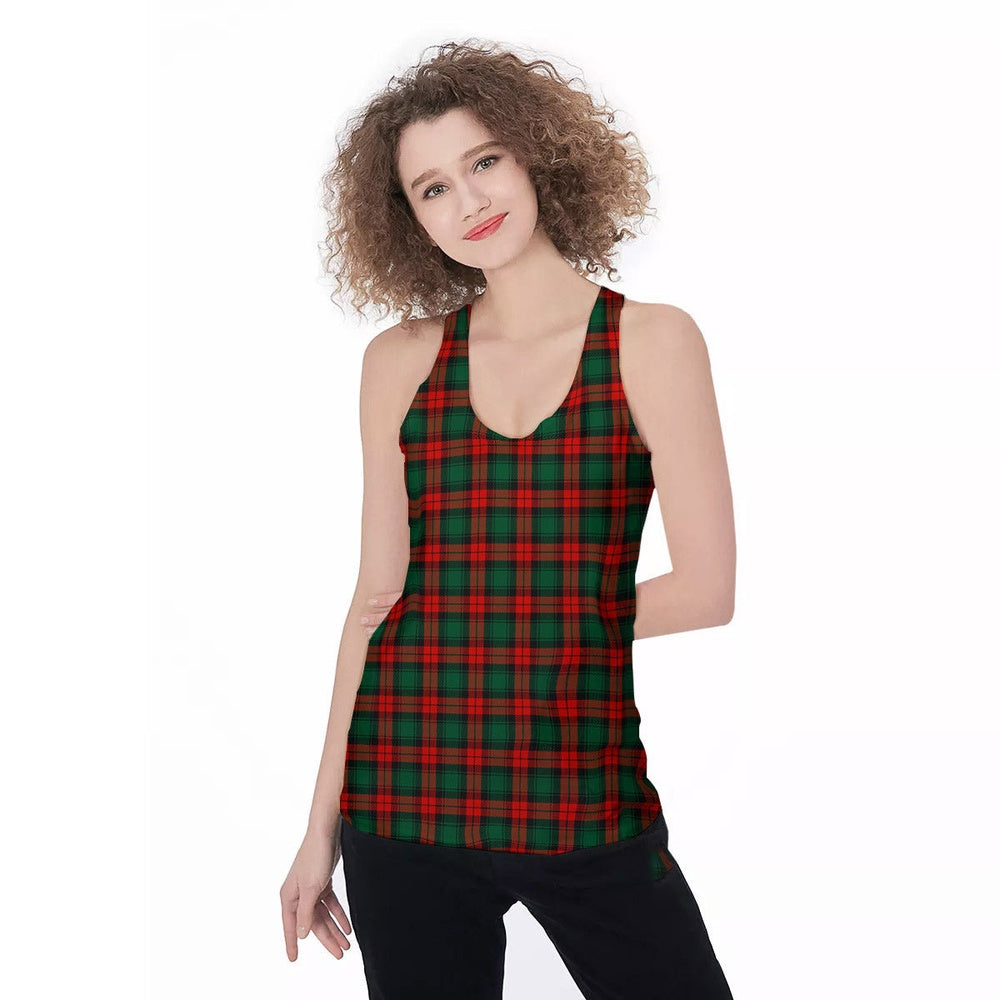 Tartan Christmas Print Pattern Women's Racerback Tank Top, Christmas Tank Top, Women Christmas Clothing