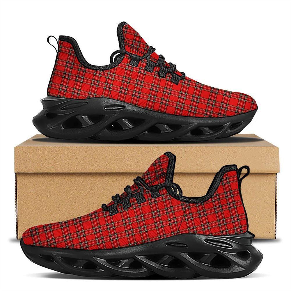Tartan Christmas Scottish Print Pattern Black Max Soul Shoes, Christmas Sneakers, Christmas Shoes, Christmas Clunky Sneaker