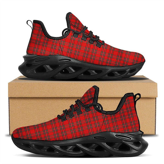 Tartan Christmas Scottish Print Pattern Black Max Soul Shoes, Christmas Sneakers, Christmas Shoes, Christmas Clunky Sneaker