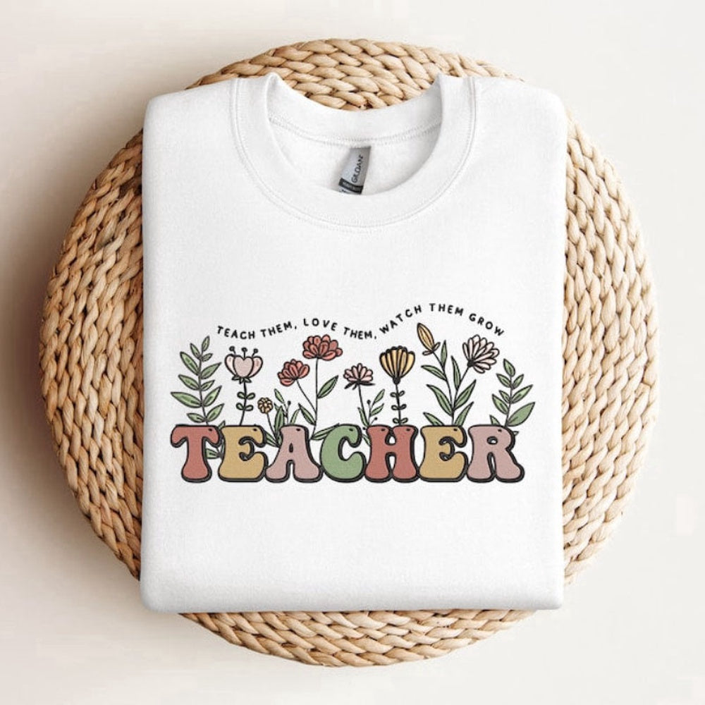 Teacher Embroidered Sweatshirt 2D Crewneck Sweatshirt For Men Women, Christmas Embroidered, Christmas Gifts