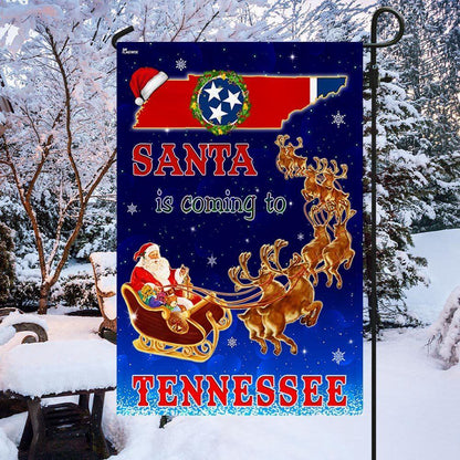 Tennessee Christmas Flag Santa Is Coming To Tennessee, Christmas Outdoor Decor Decoration