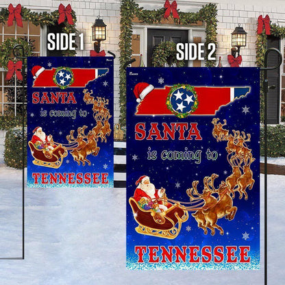 Tennessee Christmas Flag Santa Is Coming To Tennessee, Christmas Outdoor Decor Decoration