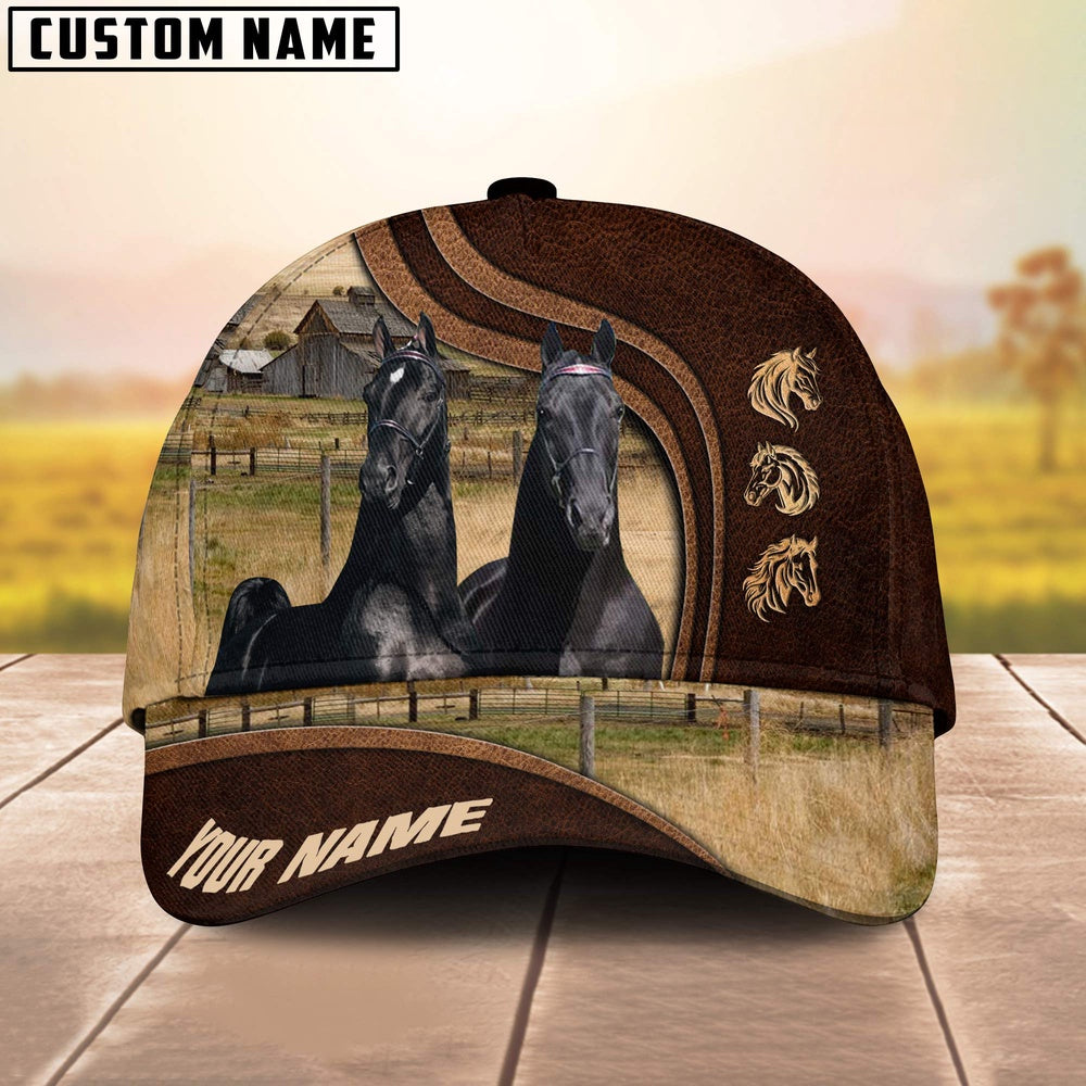 Tennessee Walking Horses Dark Brown Pattern Customized Name Cap, Farmer Cap, Cap For Farmers, Best Farm Hat, Farm Use Hat
