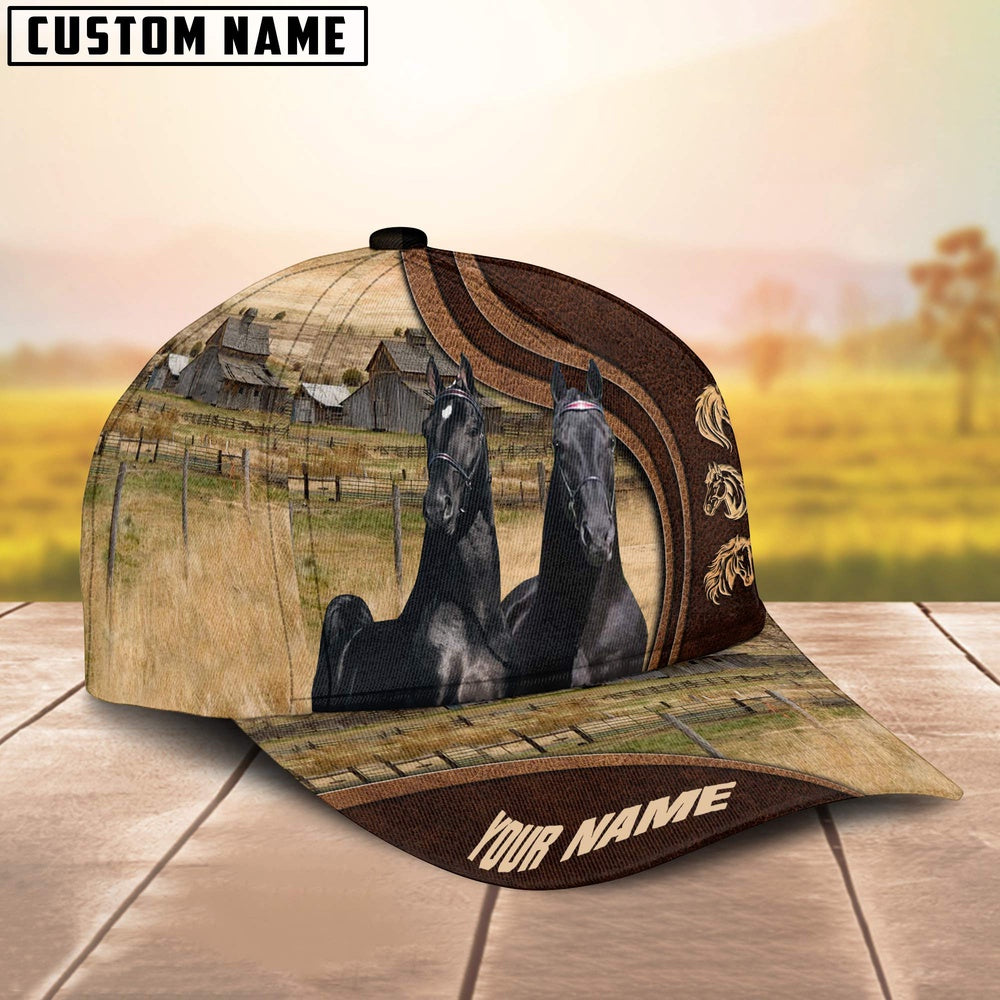 Tennessee Walking Horses Dark Brown Pattern Customized Name Cap, Farmer Cap, Cap For Farmers, Best Farm Hat, Farm Use Hat