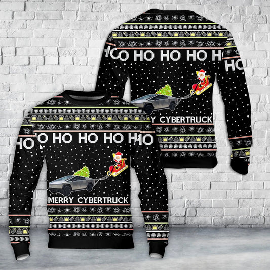Tesla Merry Cybertruck Santa Claus Christmas Sweater, Christmas Ugly Sweater, Sweater Xmas, Ugly Sweater