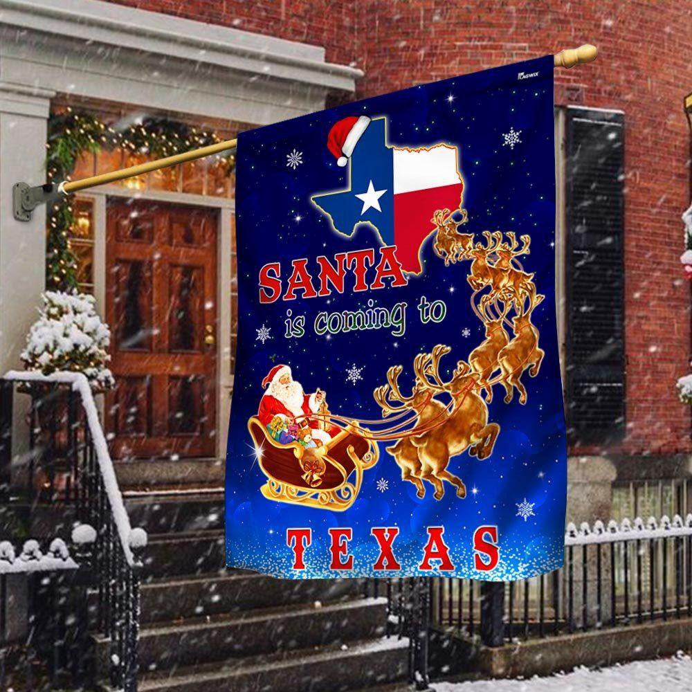 Texas Christmas Flag Santa Is Coming To Texas, Christmas Outdoor Decor Decoration