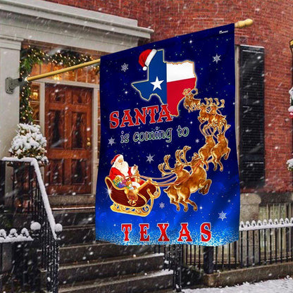 Texas Christmas Flag Santa Is Coming To Texas, Christmas Outdoor Decor Decoration