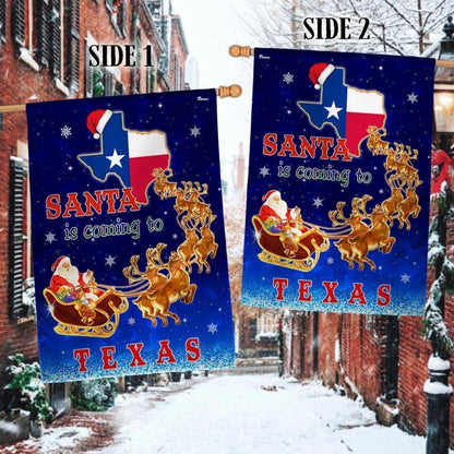 Texas Christmas Flag Santa Is Coming To Texas, Christmas Outdoor Decor Decoration