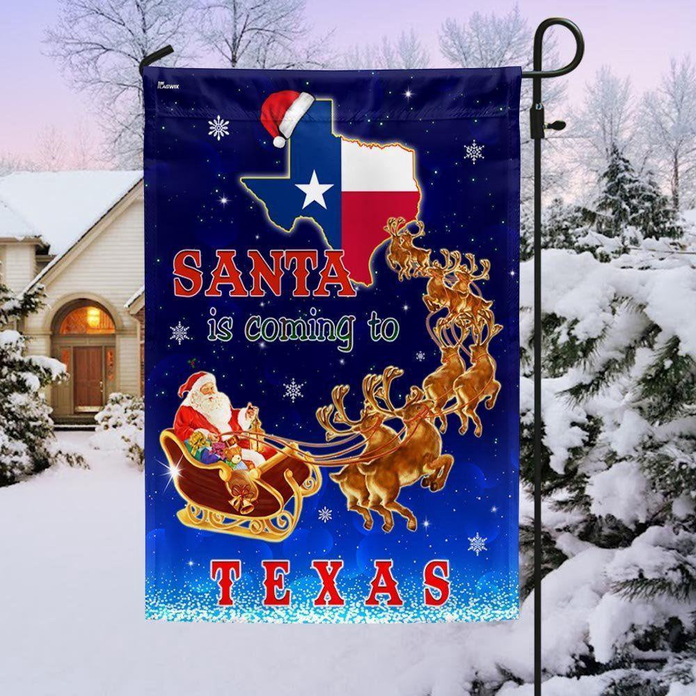 Texas Christmas Flag Santa Is Coming To Texas, Christmas Outdoor Decor Decoration