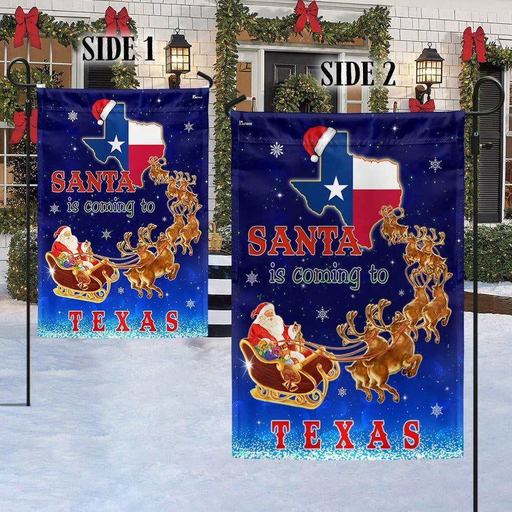 Texas Christmas Flag Santa Is Coming To Texas, Christmas Outdoor Decor Decoration