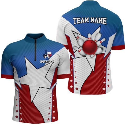 Texas Flag Retro Bowling Jersey Shirt For Men Custom Team Bowling Jerseys, Gifts For Bowlers, Bowling Jersey Shirt