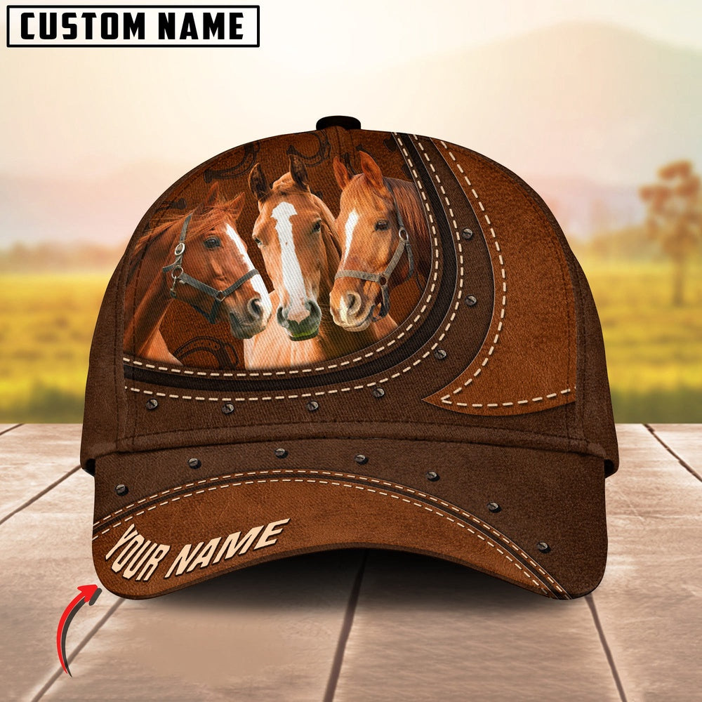 Texas Horse Leather Pattern Art Customized Name Cap, Farmer Cap, Cap For Farmers, Best Farm Hat, Farm Use Hat