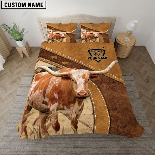 Texas Longhorn Cattle Customized Bedding Set, Farm Bedding Set, Farmhouse Bedding Set