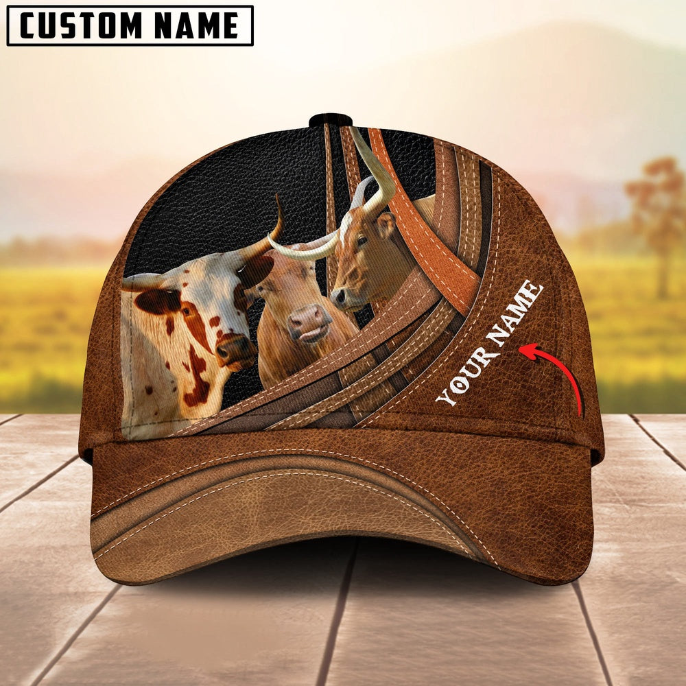 Texas Longhorn Cattle Customized Name Cap, Farmer Cap, Cap For Farmers, Best Farm Hat, Farm Use Hat
