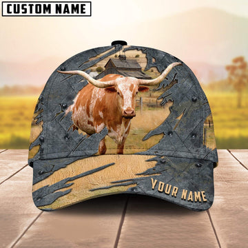 Texas Longhorn Customized Name Cap, Farmer Cap, Cap For Farmers, Best Farm Hat, Farm Use Hat