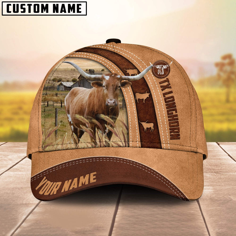Texas Longhorn Customized Name Farm Cap, Farmer Cap, Cap For Farmers, Best Farm Hat, Farm Use Hat