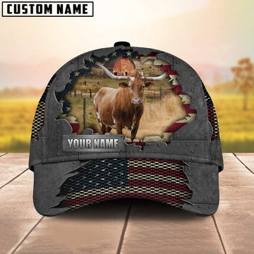 Texas Longhorn Customized Name US Flag Net Cap, Farmer Cap, Cap For Farmers, Best Farm Hat, Farm Use Hat