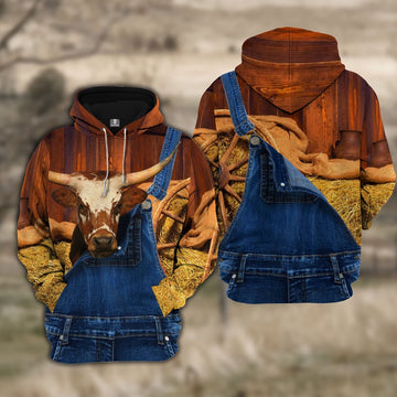 Texas Longhorn Farm Of Farmer Cattle Personalized All Over Printed Hoodie, Farmer Hoodie, Custom Farm Shirts, Farmer T Shirt