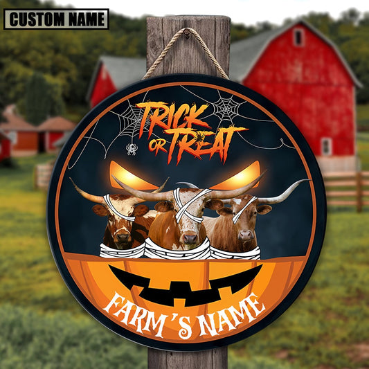 Texas Longhorn Halloween Happiness Pattern Happy Halloween Wooden Sign, Farm Wood Sign, Farm House Wood Signs