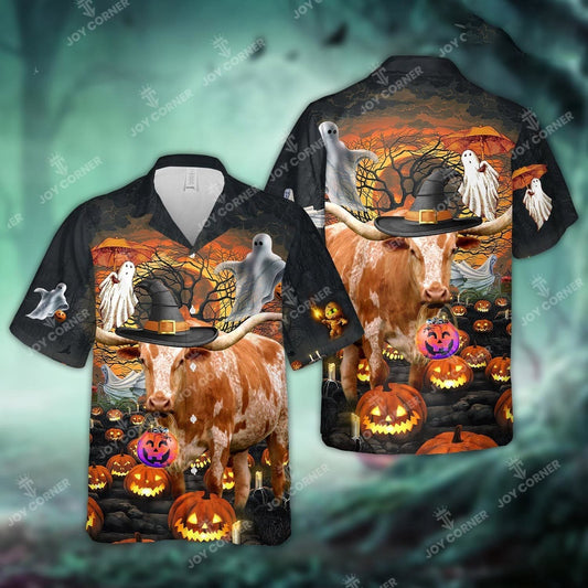 Texas Longhorn Halloween Hawaiian Shirt, Farm Hawaiian Shirt, Farmer Hawaii