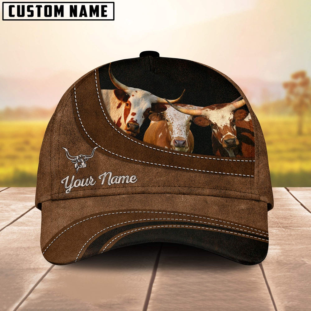Texas Longhorn Happiness Customized Name Cap, Farmer Cap, Cap For Farmers, Best Farm Hat, Farm Use Hat