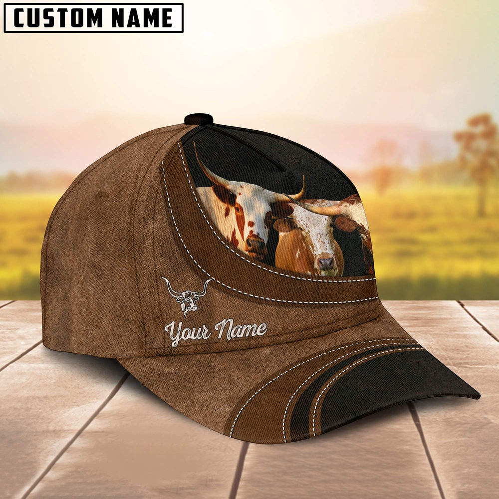 Texas Longhorn Happiness Customized Name Cap, Farmer Cap, Cap For Farmers, Best Farm Hat, Farm Use Hat