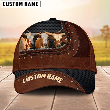 Texas Longhorn Happiness Zipper Pattern Customized Name Cap, Farmer Cap, Cap For Farmers, Best Farm Hat, Farm Use Hat