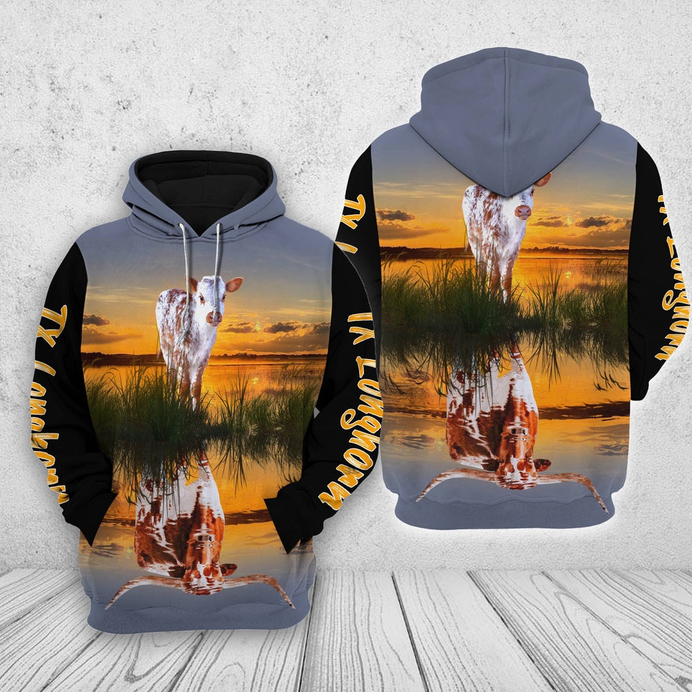 Texas Longhorn In The Sunset Shirts, Farmer Hoodie, Farm Themed Shirts, Farm Tee Shirts
