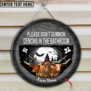 Texas Longhorn Little Halloween Custom Name Wooden Sign, Farm Wood Sign, Farm House Wood Signs