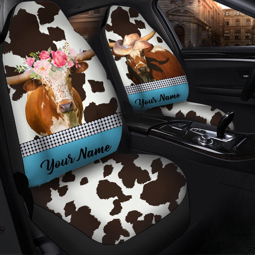 Texas Longhorn Pattern Customized Name Dairy Cow Car Seat Cover, Car Seat Cover, Farm Car Seat Cover, Pet Seat Covers