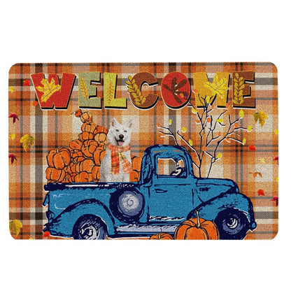 Thanksgiving Welcome Doormat, Dog Pumpkin Truck Autumn Happy Fall Y'all Thanksgiving Welcome Doormat, Indoor Outdoor Doormat Home Decor