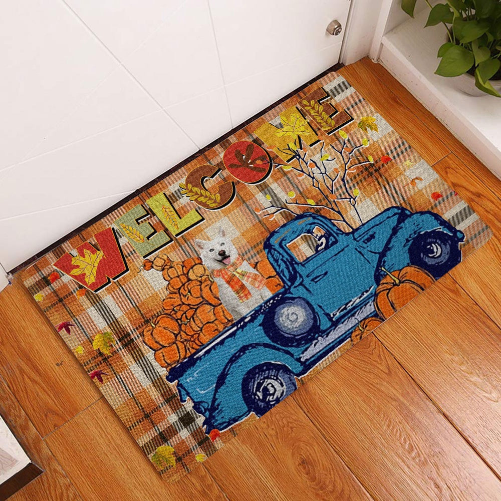 Thanksgiving Welcome Doormat, Dog Pumpkin Truck Autumn Happy Fall Y'all Thanksgiving Welcome Doormat, Indoor Outdoor Doormat Home Decor