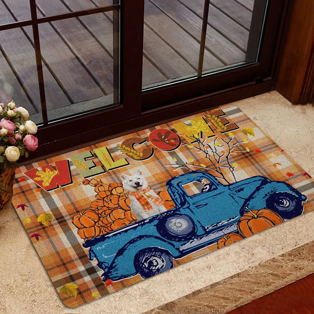 Thanksgiving Welcome Doormat, Dog Pumpkin Truck Autumn Happy Fall Y'all Thanksgiving Welcome Doormat, Indoor Outdoor Doormat Home Decor
