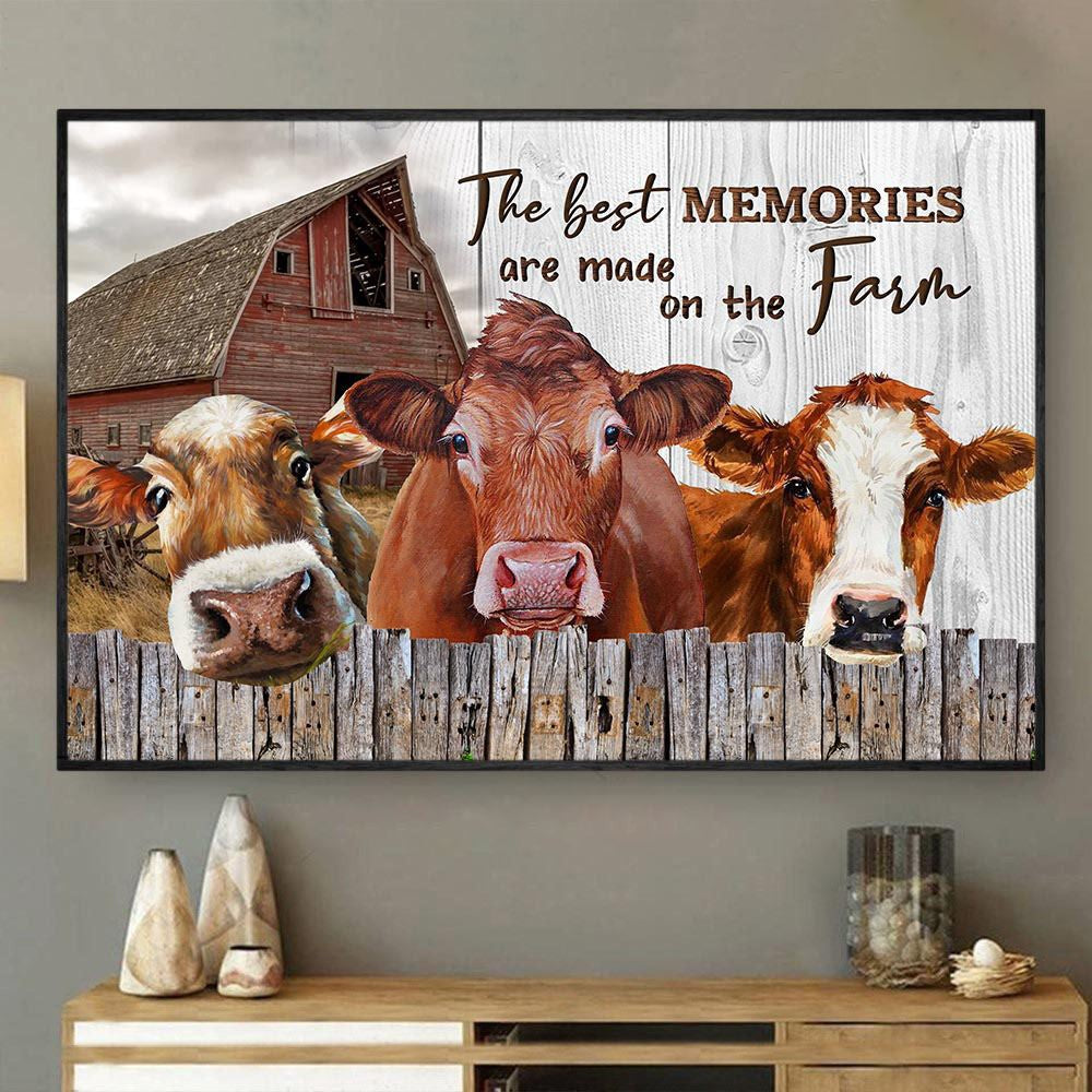 The Best Memories Are Made On The Farm, Cow Canvas Wall Art, Farmhouse Canvas, Farm Gift, Farm Home Decor