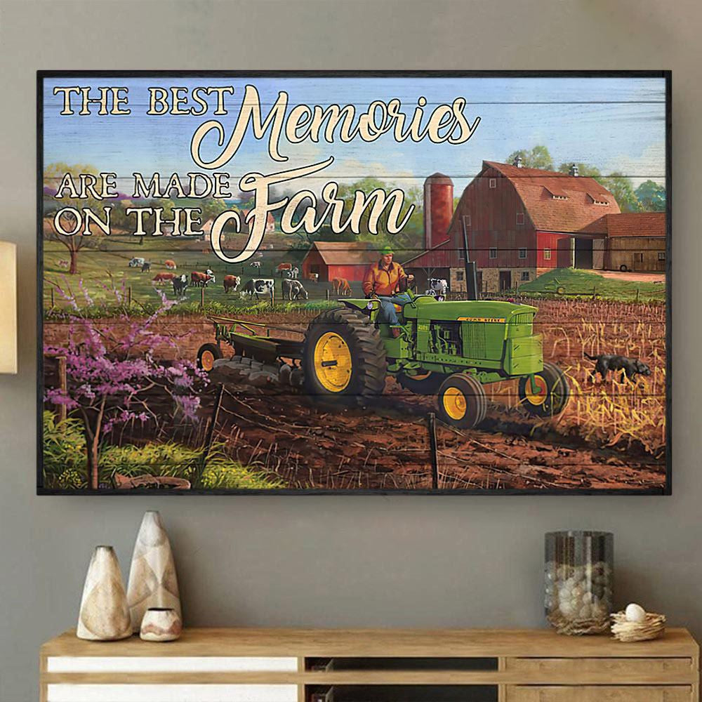 The Best Memories Are Made On The Farm, Tractor Canvas Wall Art, Canvas Gift For Tractor Lovers, Farmhouse Canvas, Farm Gift, Farm Home Decor